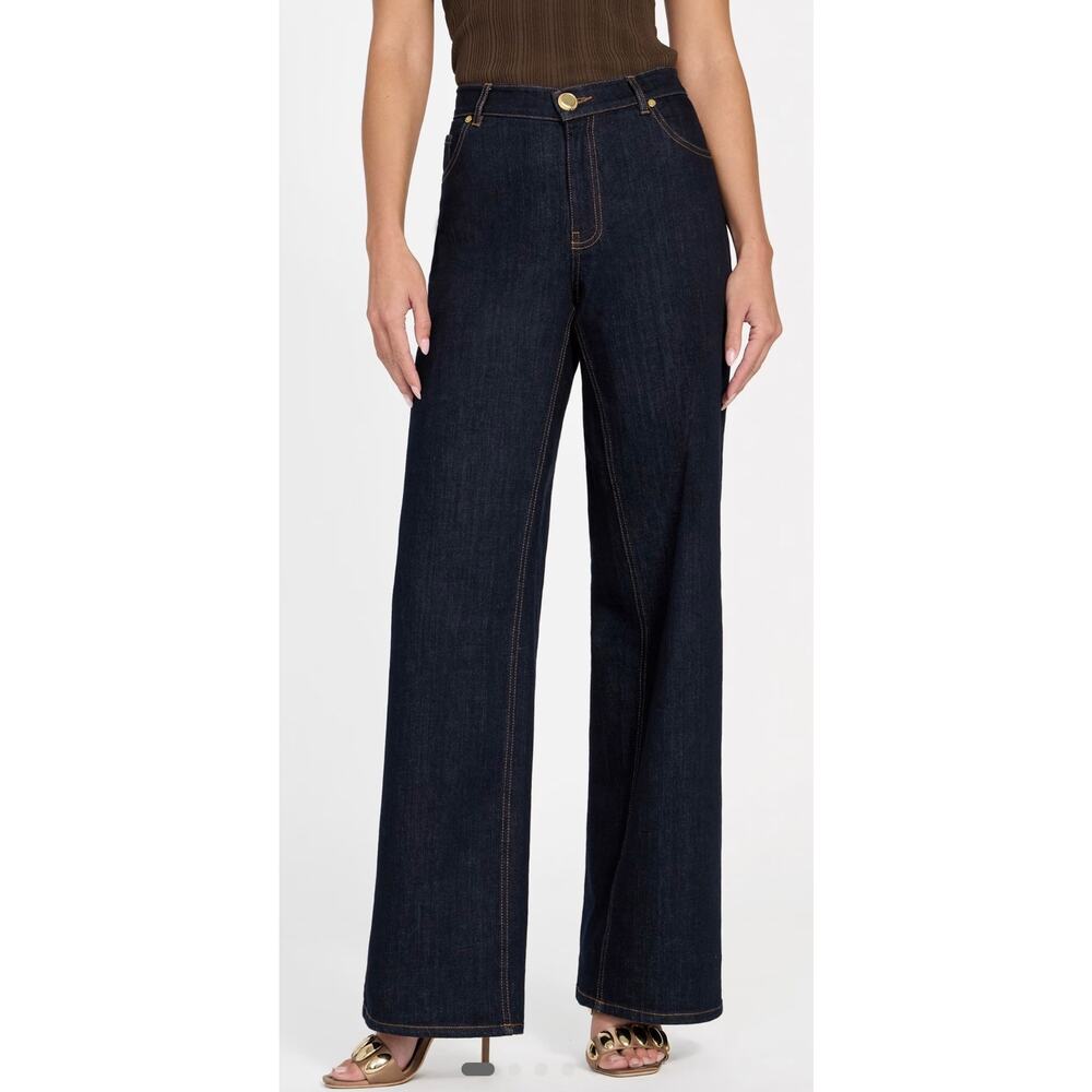 New Marciano By Guess Kylie Relaxed Denim Wide Leg Pants Dark Jeans 25 x 34